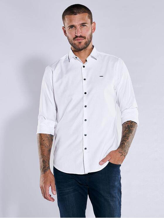 emilio adani Herren Langarm-Hemd uni Weiß 37283