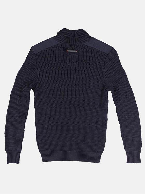 emilio adani Herren Modischer Schalkragenpullover Blau 30848