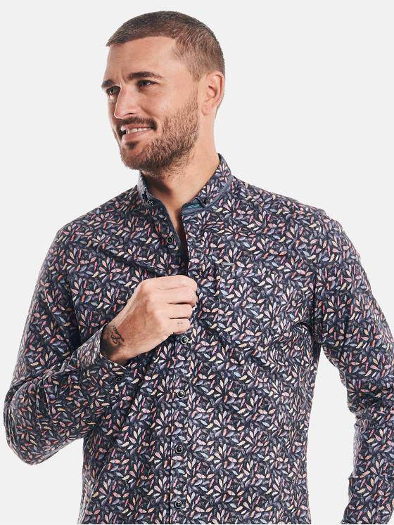 emilio adani Herren Langarm-Hemd gemustert Orange 32428