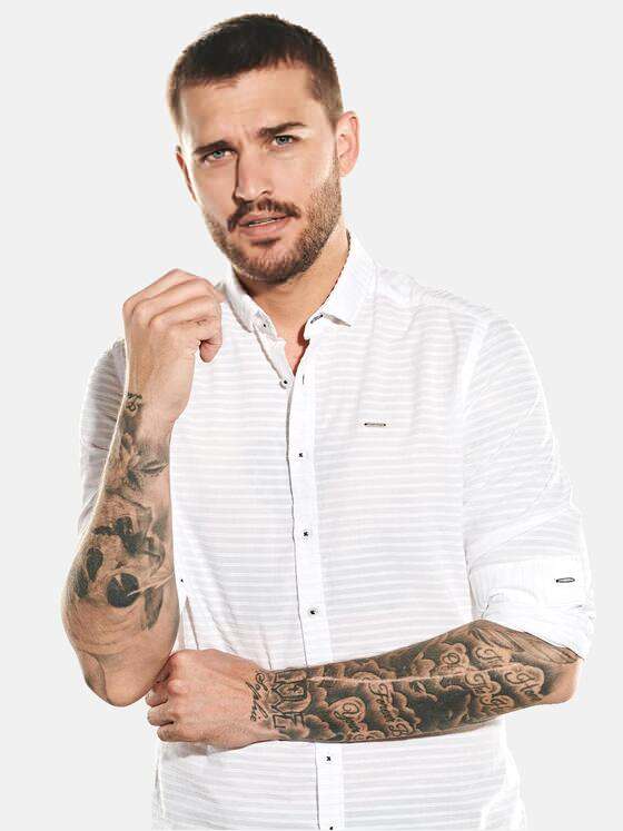 emilio adani Herren Langarm-Hemd-uni Weiß 31762
