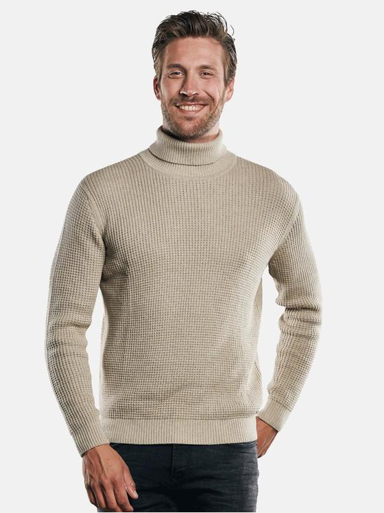 emilio adani Herren Rollkragenpullover grobmaschig Beige 30472