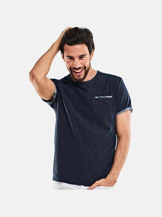 emilio adani Herren Slub Garn T-Shirt Blau 23380