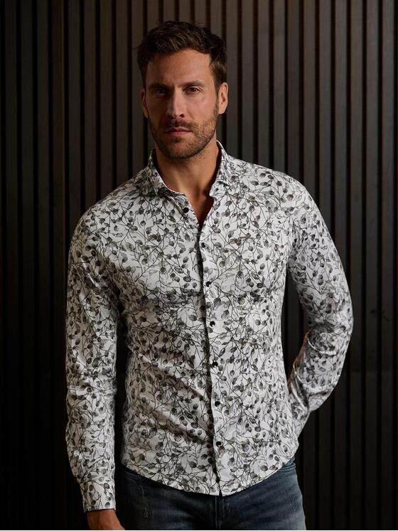 emilio adani Herren Langarm-Hemd slim fit Grün 38345