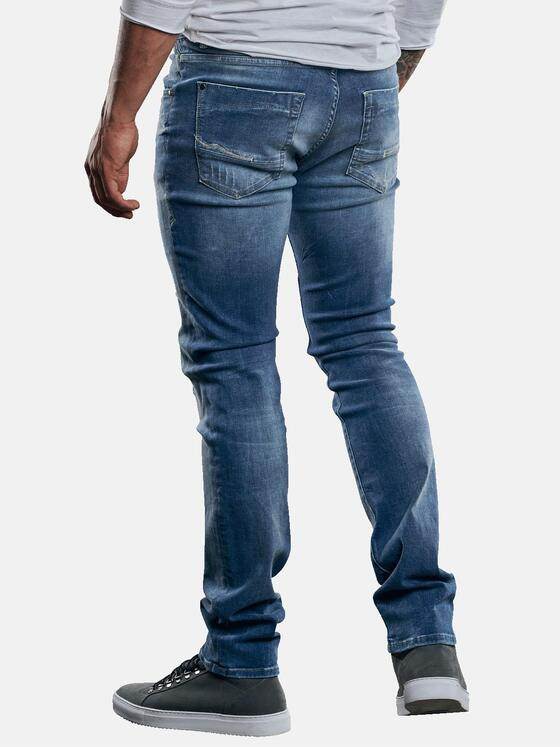 emilio adani Herren Superstretch Jeans mit modischen Destroys Blau 29273