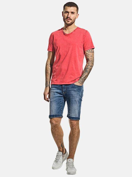 emilio adani Herren V-Neck T-Shirt aus super softem Baumwollmaterial Violett 30579