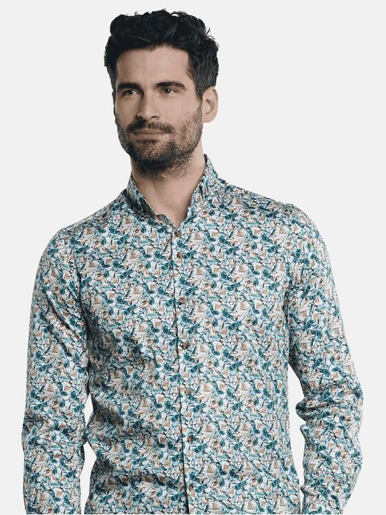 ENGBERS GERMANY Herren Langarm-Hemd in Satin-Warenqualität Petrol 31644