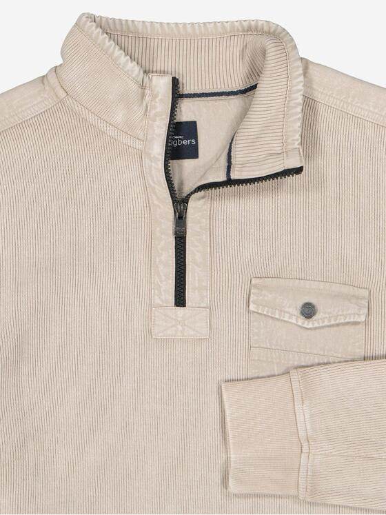 engbers Herren Sweatshirt mit Troyerkragen Braunbeige 37729