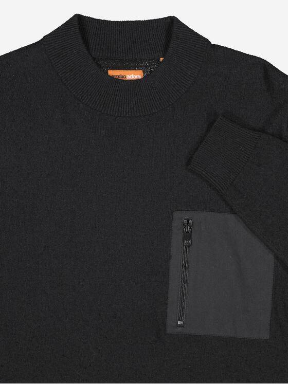 emilio adani Herren Pullover uni Schwarz 37958