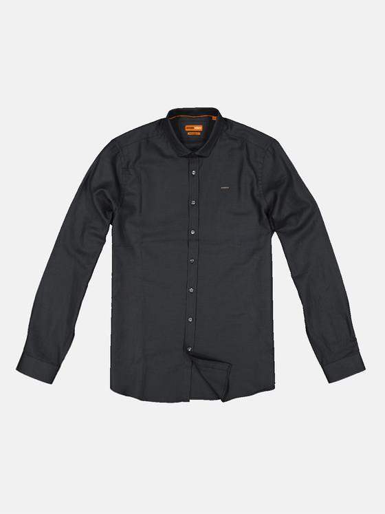 emilio adani Herren Langarm-Hemd uni Schwarz 34402