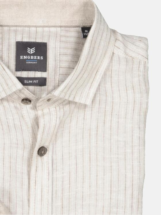 ENGBERS GERMANY Herren Langarm-Hemd aus softem Leinen Beige 36861