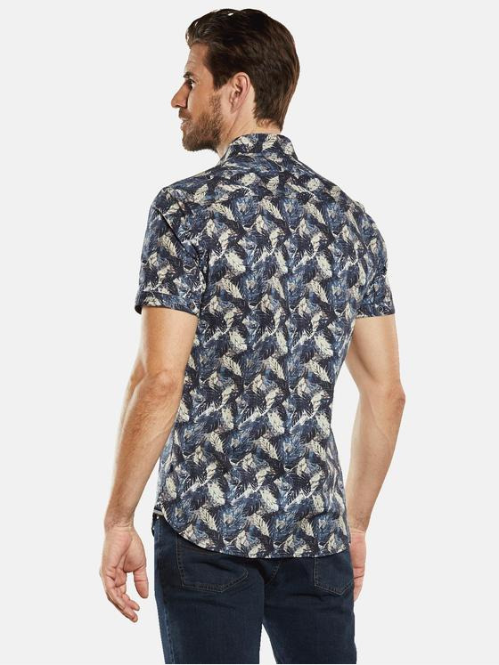 engbers Herren Kurzarm-Hemd gemustert Marineblau 34755