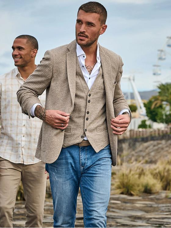 emilio adani Herren Sakko strukturiert Beige 34320