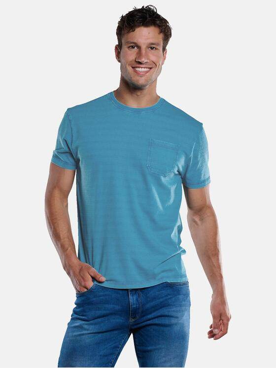 engbers Herren T-Shirt gestreift Petrolblau 33433