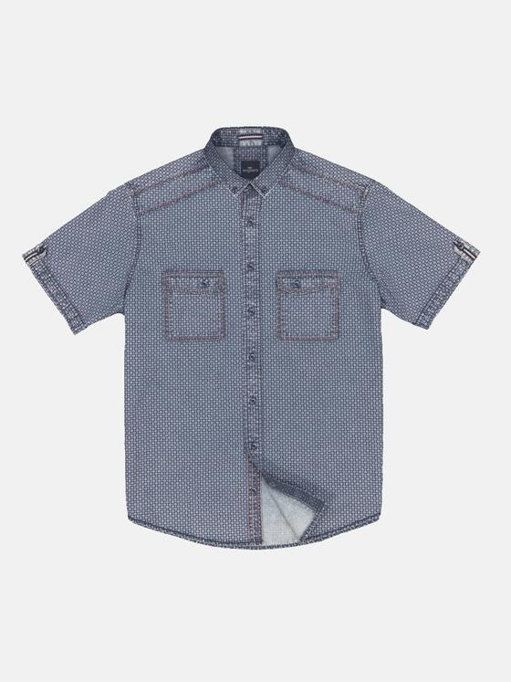 engbers Herren Kurzarm-Hemd gemustert Blau 34255