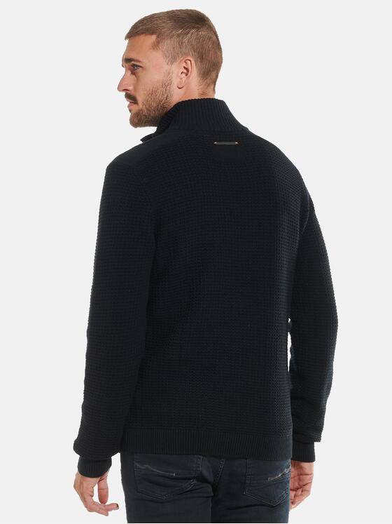emilio adani Herren Pullover mit Troyerkragen Blau 32291
