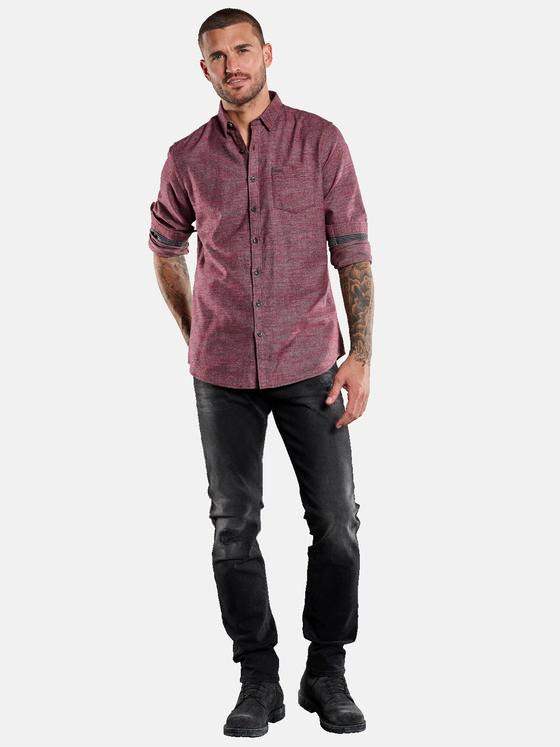 emilio adani Herren Langarm-Hemd aus Flanell Rot 33789