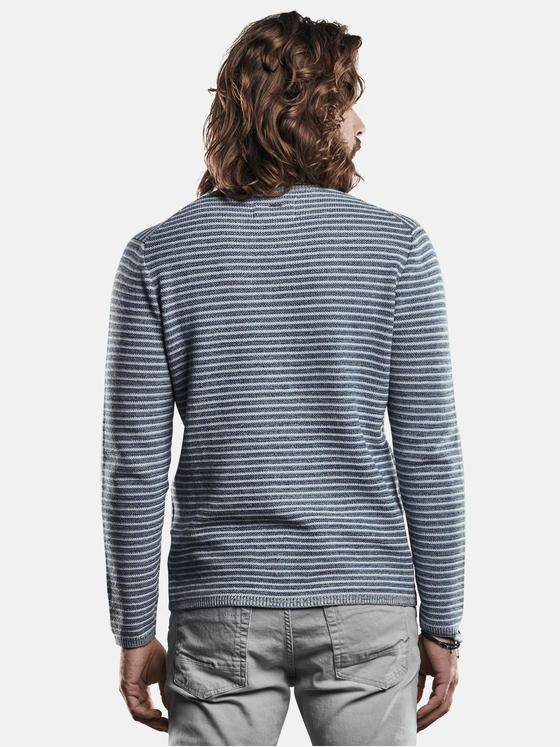 emilio adani Herren Pullover in modischer Ringeloptik Blau 29245