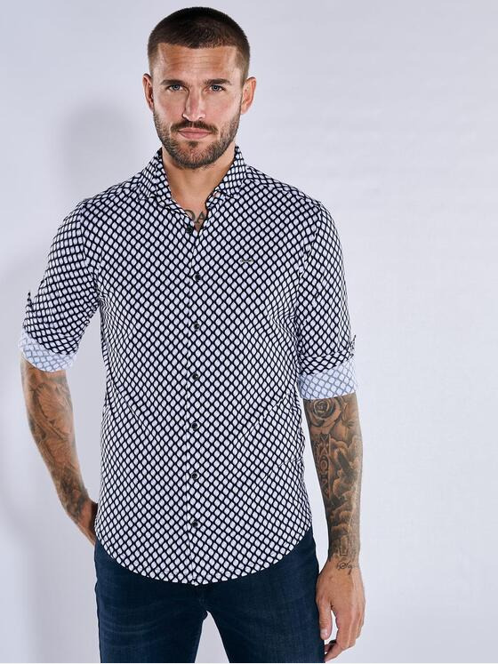emilio adani Herren Langarm-Hemd slim fit Schwarz 37321