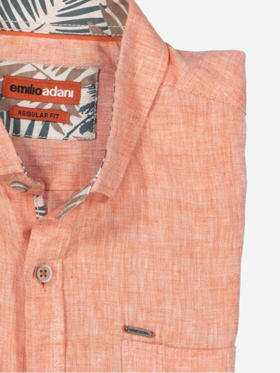emilio adani Herren Langarm-Hemd uni Orange 36854