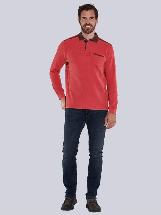 engbers Herren Langarm-Shirt mit Polo-Kragen Rot 36153