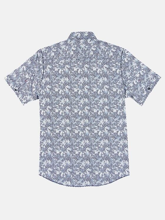 engbers Herren Kurzarm-Hemd gemustert Saphirblau 31720