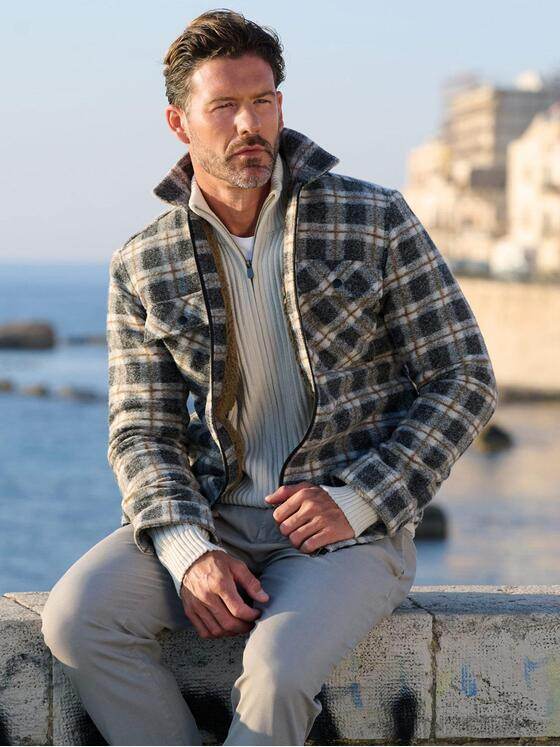 emilio adani Herren Overshirt mit Reißverschluss Schwarzbraun 39335