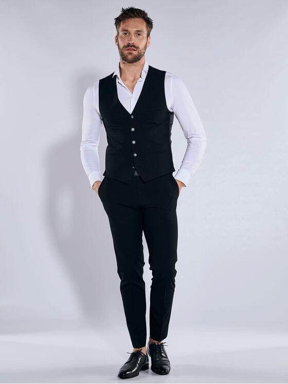 emilio adani Herren Anzug-Weste slim fit Schwarz 36485