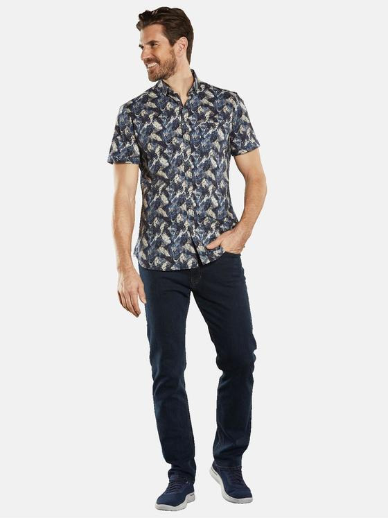 engbers Herren Kurzarm-Hemd gemustert Marineblau 34755