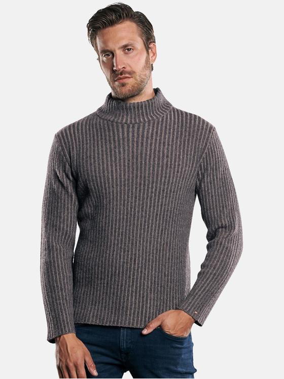 emilio adani Herren Rollkragenpullover mit Rippstruktur Braun 30429