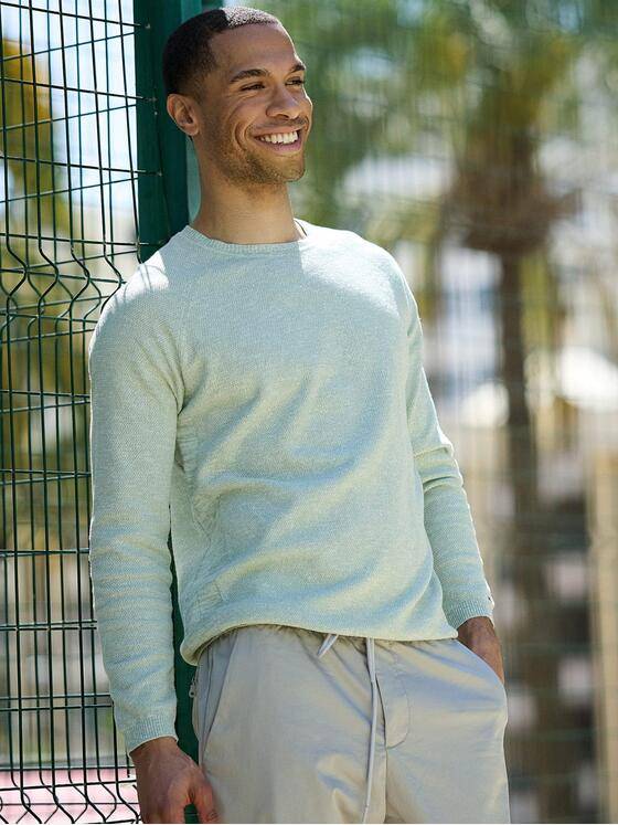 emilio adani Herren Pullover meliert Hellgruen 38551