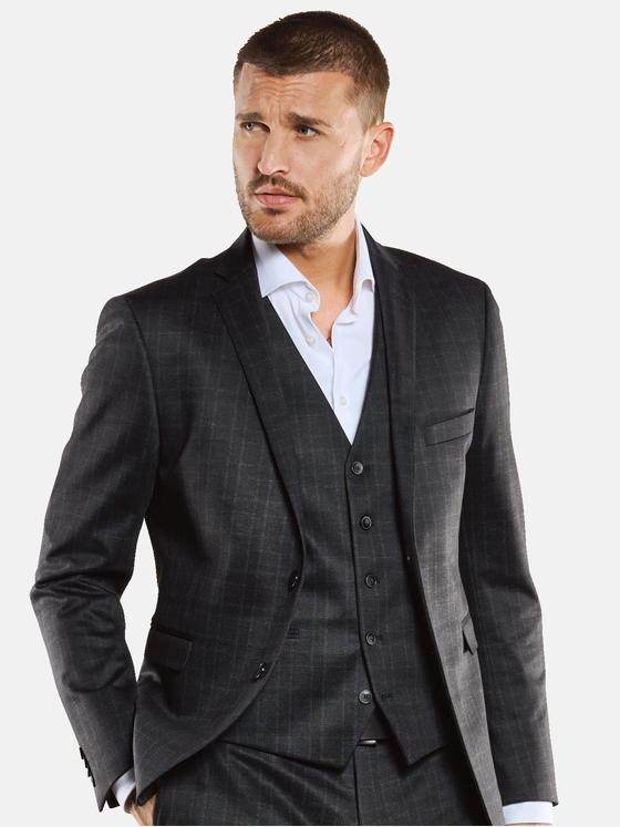 emilio adani Herren Sakko dezent kariert Schwarz 33686