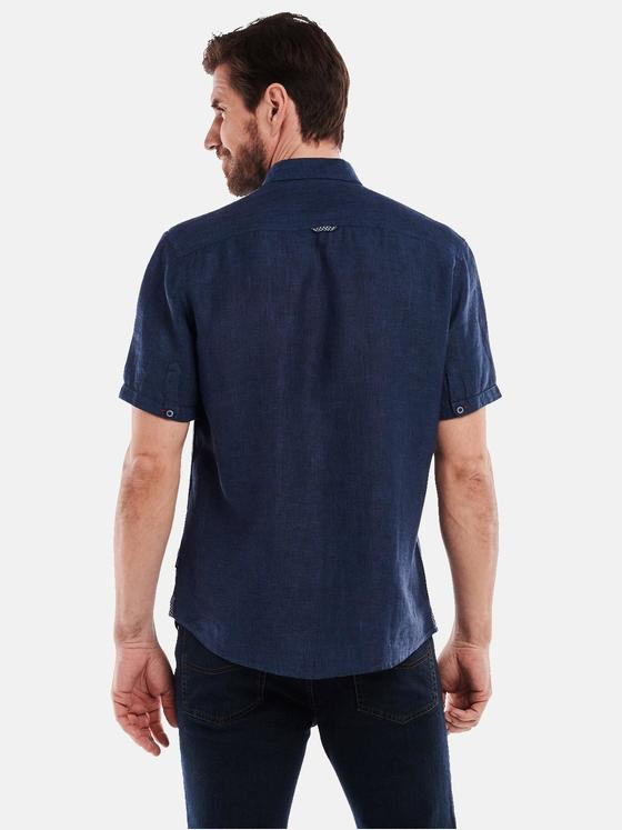 engbers Herren Kurzarm-Hemd aus Leinen Blau 34753