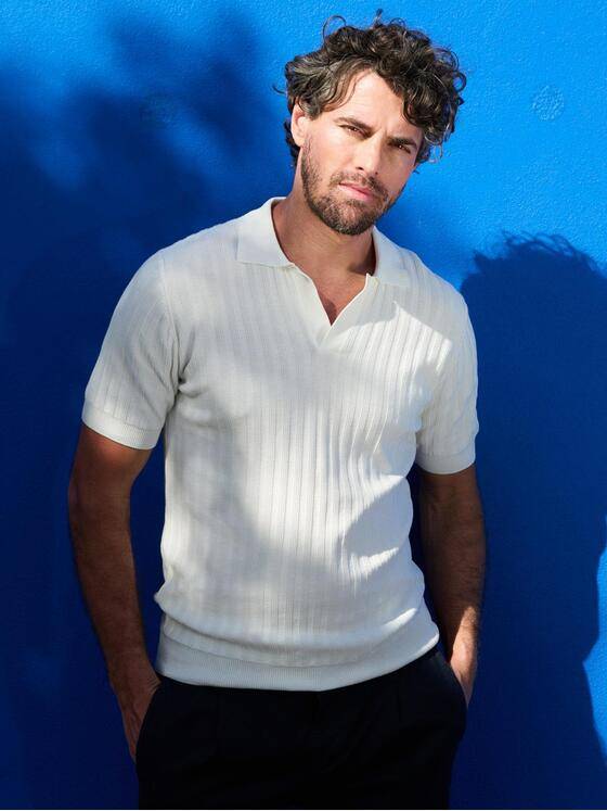 emilio adani Herren Modisches Strickpolo Reinweiss 40138