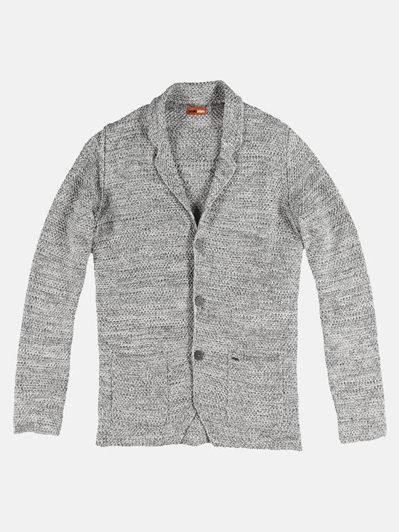 emilio adani Herren Stricksakko Silbergrau 31155