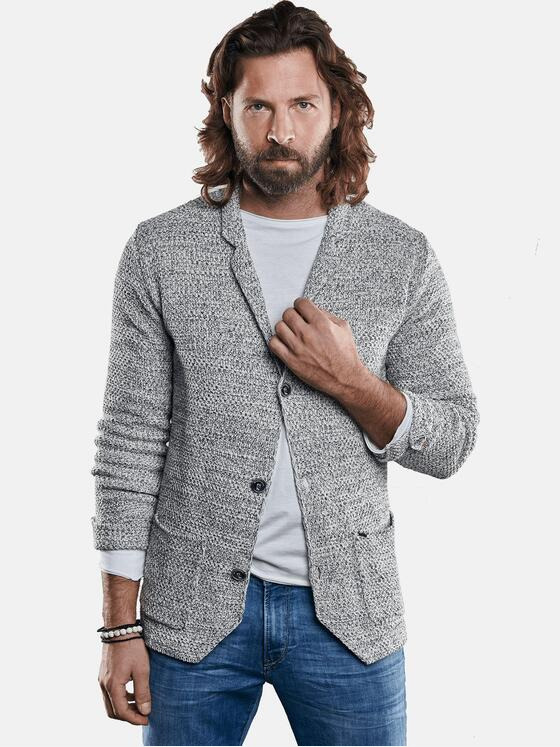 emilio adani Herren Stricksakko in harmonischer Dreifarbigkeit Grau 29536