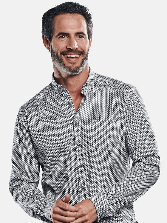 engbers Herren Langarm-Hemd mit All-Over-Print Saphirblau 31682