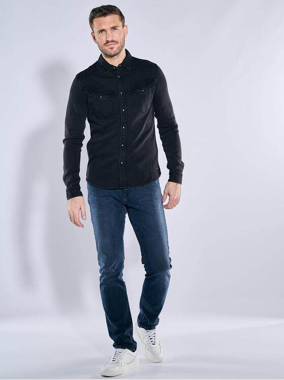 emilio adani Herren Overshirt strukturiert Schwarz 38433