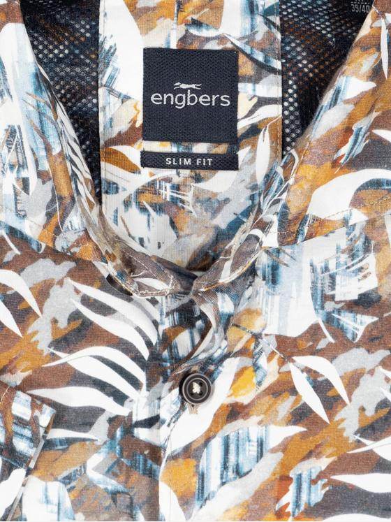 engbers Herren Kurzarm-Hemd gemustert Braun 35027