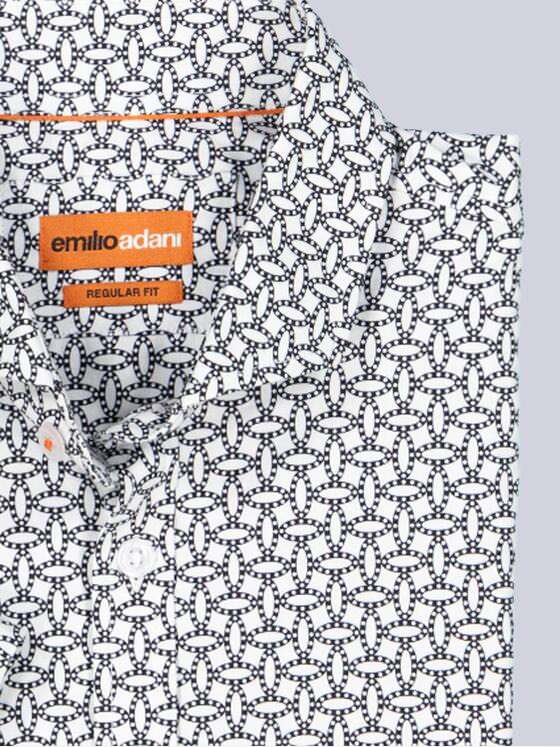 emilio adani Herren Kurzarm-Hemd gemustert Schwarz 39244