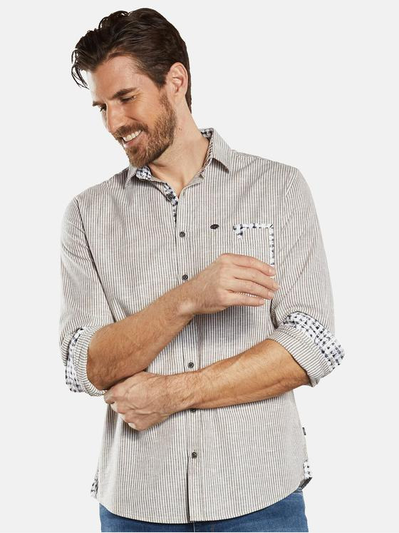 engbers Herren Langarm-Hemd gestreift Braun 34751