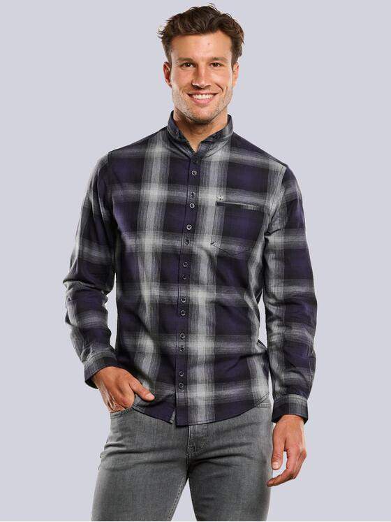 engbers Herren Langarm-Hemd kariert Saphirblau 34093