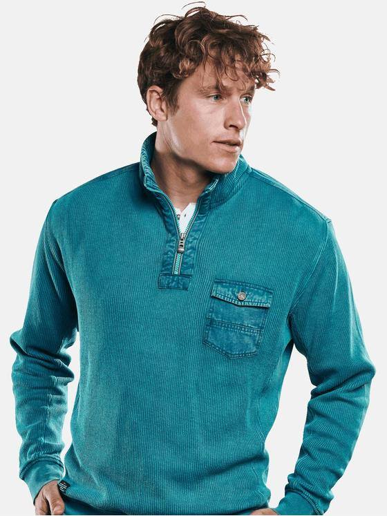 engbers Herren Sweatshirt mit Rippenstruktur Petrol 31668