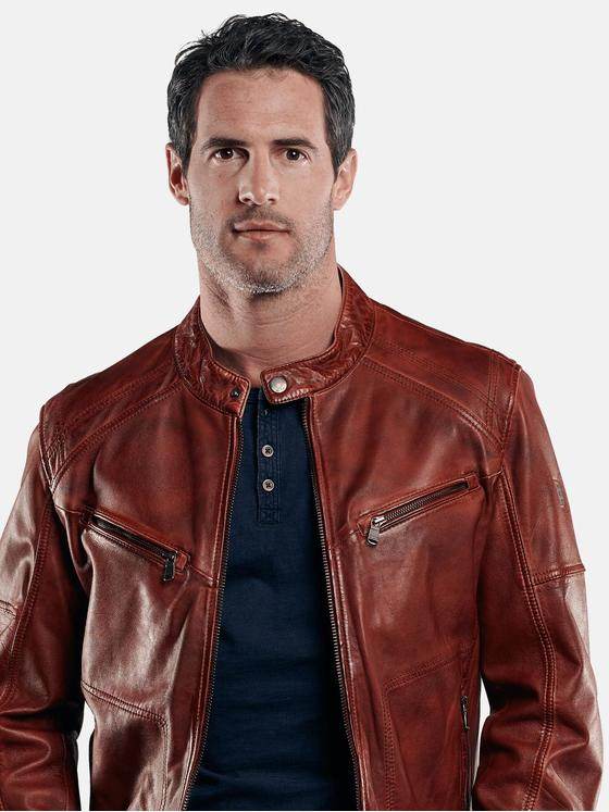 engbers Herren Bikerjacke rustikal gefärbt Rot 29087