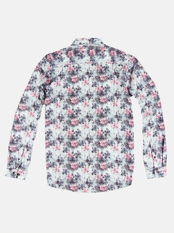 emilio adani Herren Langarm-Hemd mit floralem Print Rot 32057
