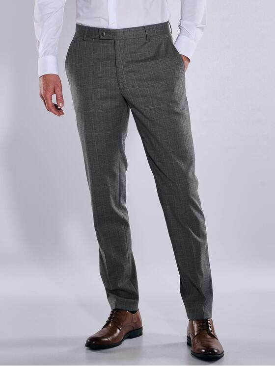 emilio adani Herren Anzug-Hose kariert Silbergrau 37645