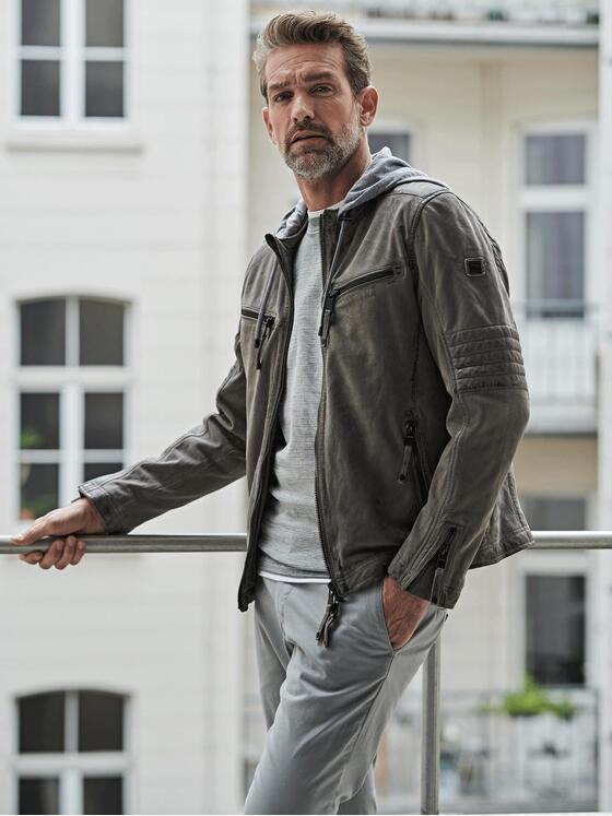 engbers Herren Lederjacke regular Grau 36180