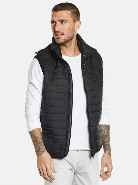 emilio adani Herren Steppweste mit abnehmbarer Kapuze Schwarz 34443