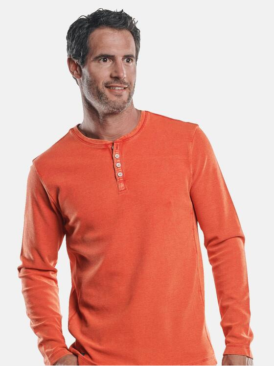 engbers Herren Strukturiertes Henley Shirt Reinorange 30279