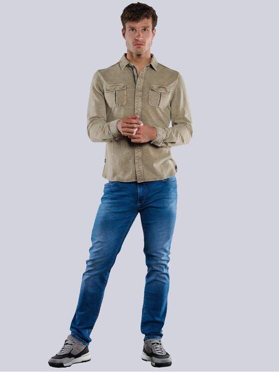 engbers Herren Langarm-Shirt mit Polo-Kragen Hellbraun 33746