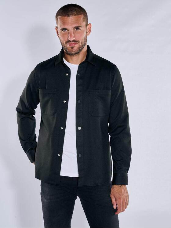 emilio adani Herren Langarm-Hemd uni Schwarz 37855